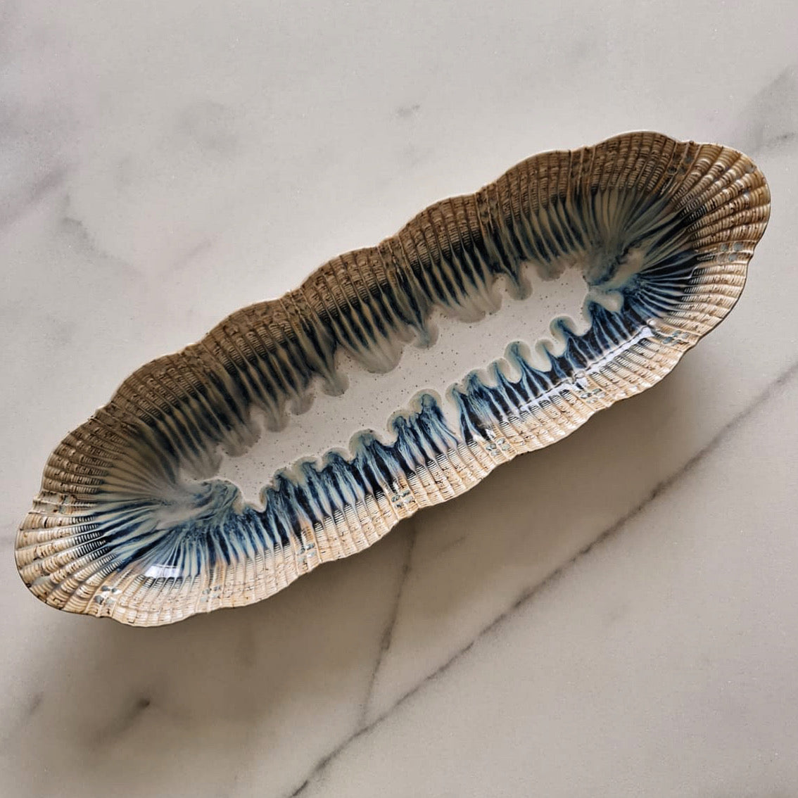 BLUE HANDMADE SERVING PLATE