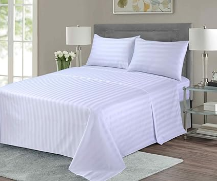 STRIPPED SATIN PLAIN SHEET SET