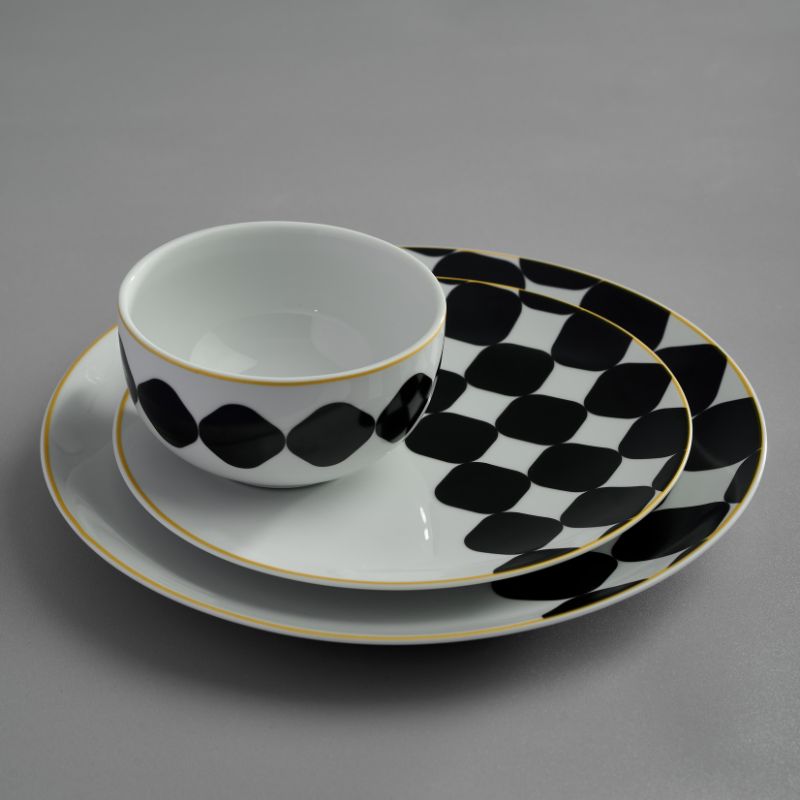 GEOMETRIC WHITE PORCELAIN DINNER SET