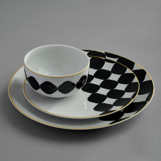 GEOMETRIC WHITE PORCELAIN DINNER SET